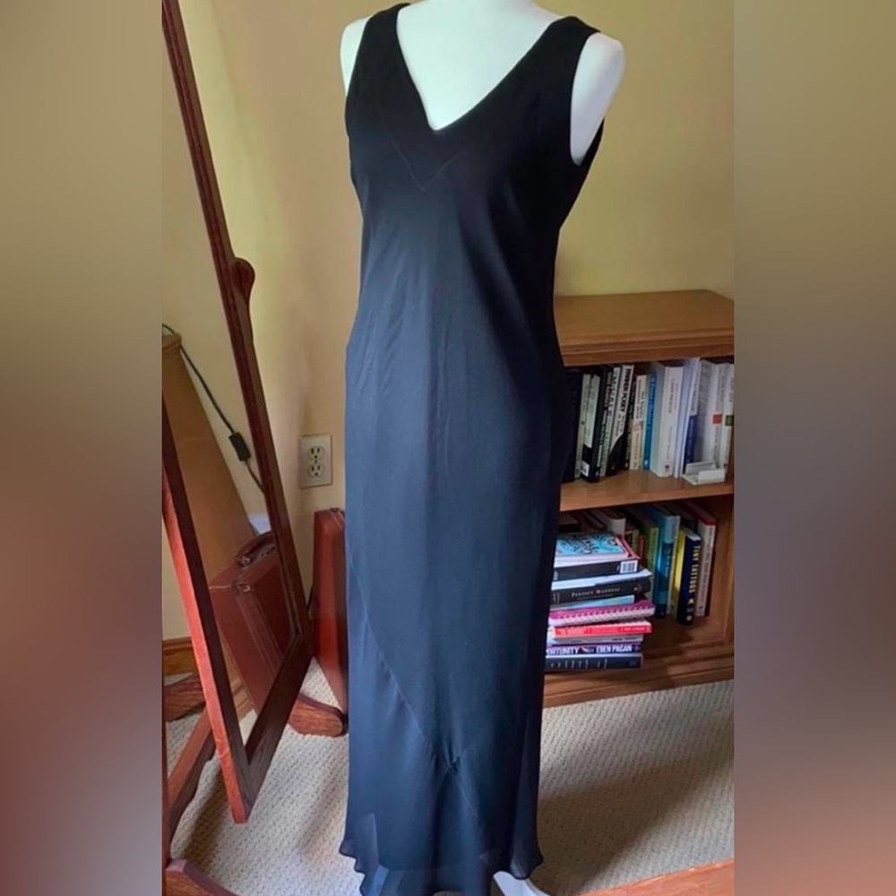 Banana republic vintage silk black maxi dress v neck